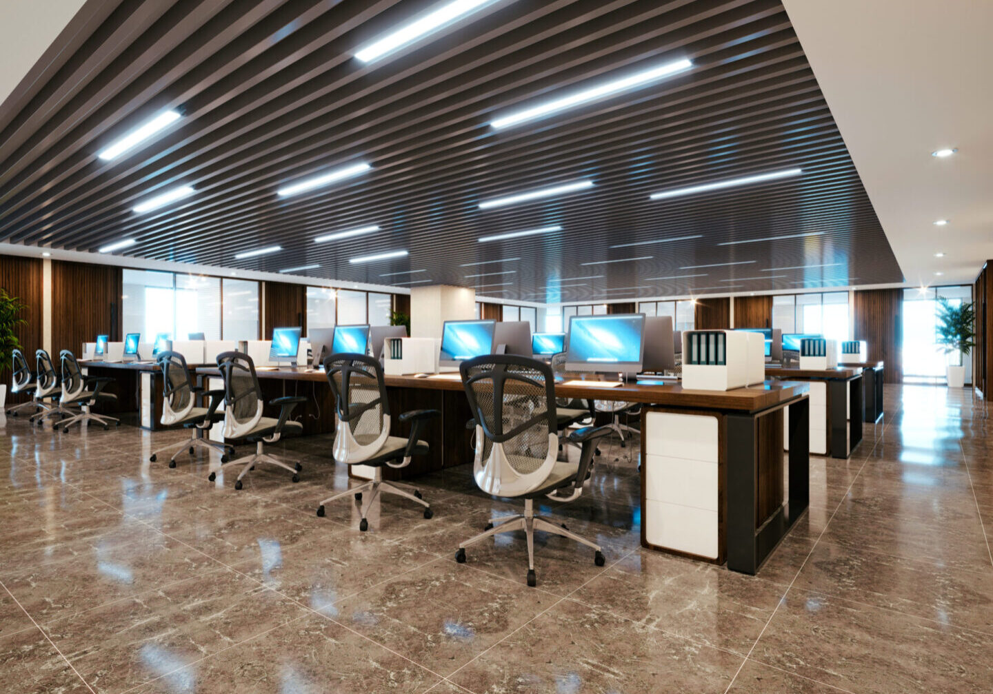 3d render of modern open office